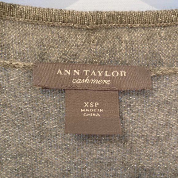 Ann Taylor Cashmere Faux Wrap Heather Grey Metallic Sweater Women's XS - Picture 4 of 6